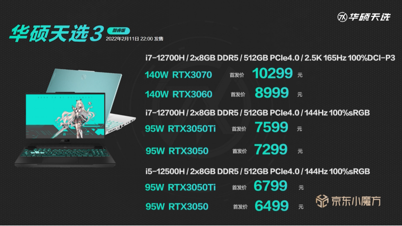 12代I7處理器+140W滿(mǎn)血RTX3060 華碩天選3游戲本開(kāi)售1573.png